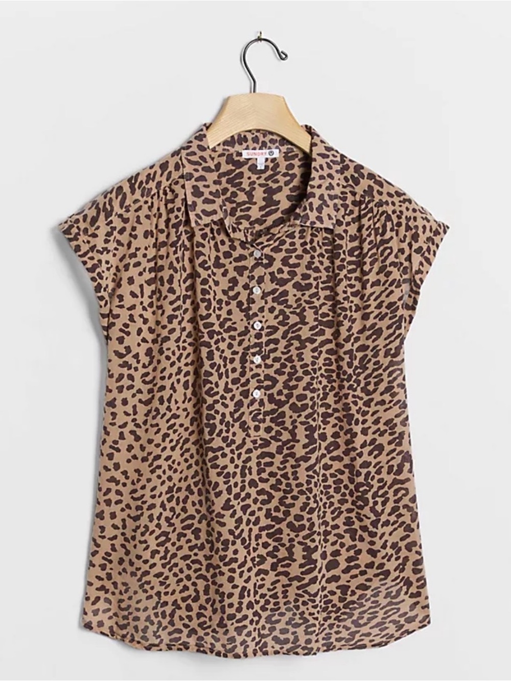 Sundry Leopard Henley Top - SZ 1